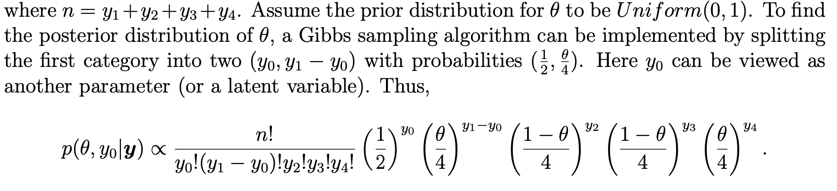 animals into four categories: y = (125, 18, 20, 34). A genetic