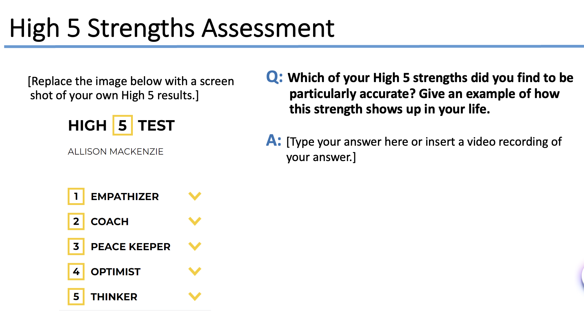 the Linkedln Learning video called Five Clues of Strengths, what strengths of
