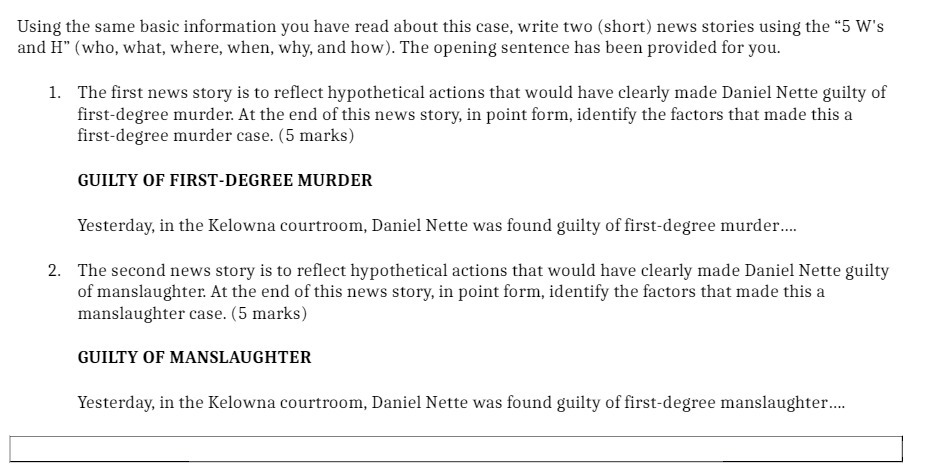 write two (short) news stories using the "5 W's and H" (who,