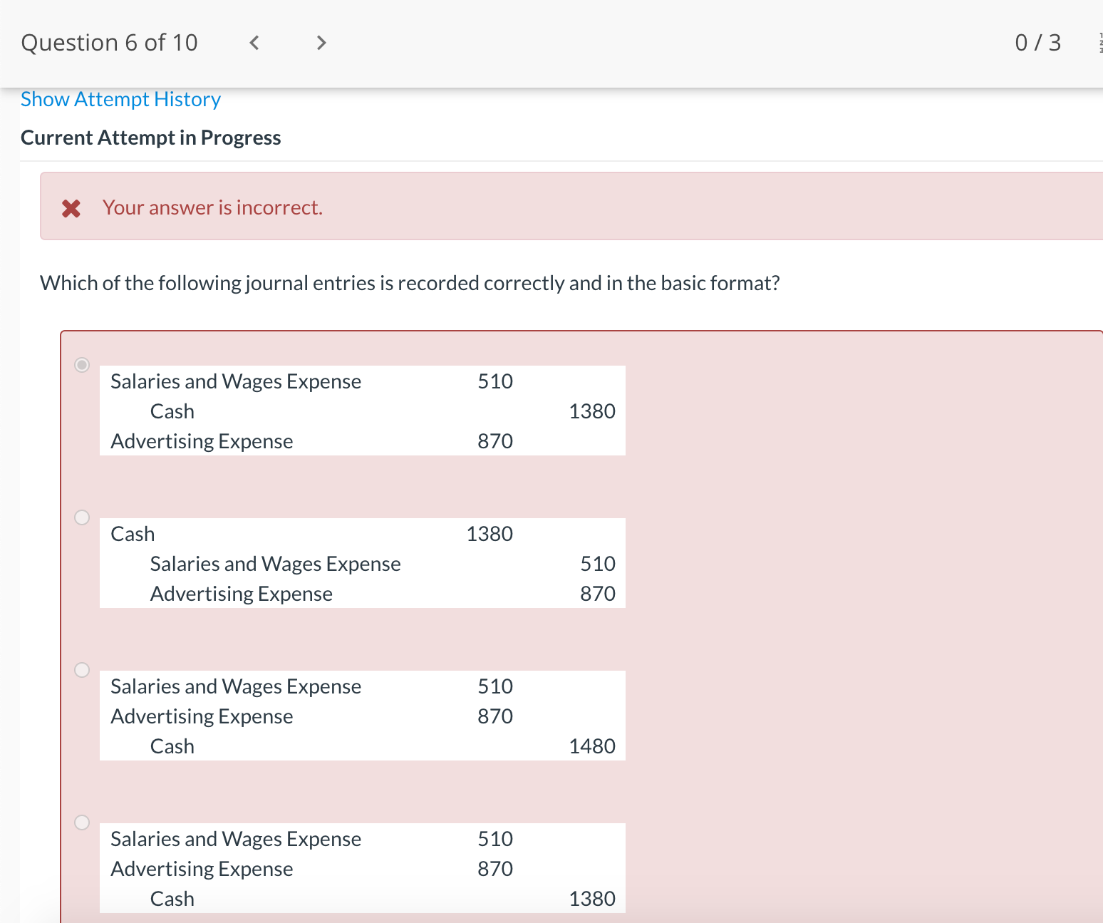 0 credit to Notes Payable. 0 credit to Equipment. 0 credit to
