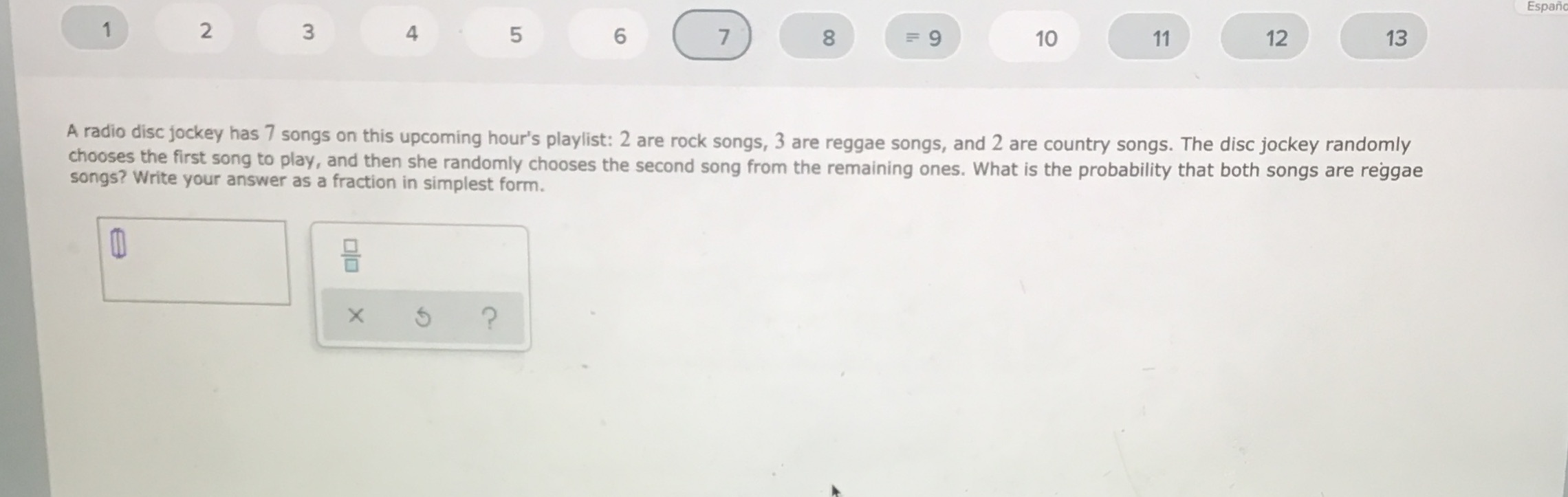  2 3 4 5 6 7 8 = 9 Espan 10