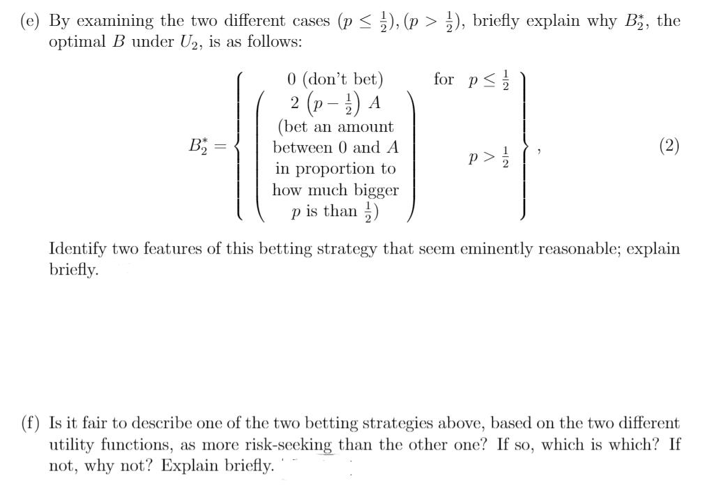 function U2 (:3) = 1 + log(:r). (i) Work out your expected