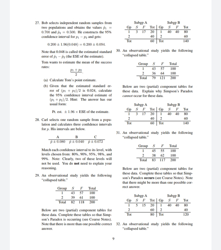 from Subgp A Subgp B two populations and obtains the values p1
