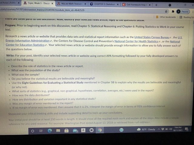 MyLab Math Pearson X P CHAPTER 5: Statistical X C Get Homework