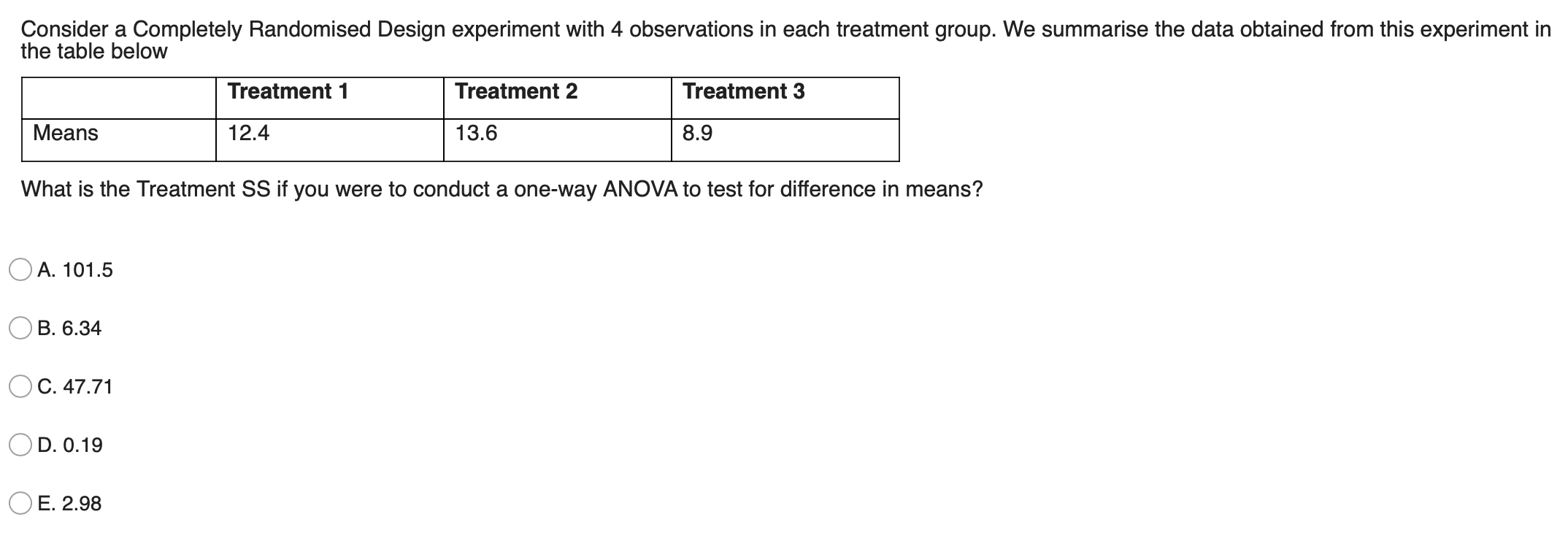 multiple levels The one-way ANOVA concerns a single factor with a single