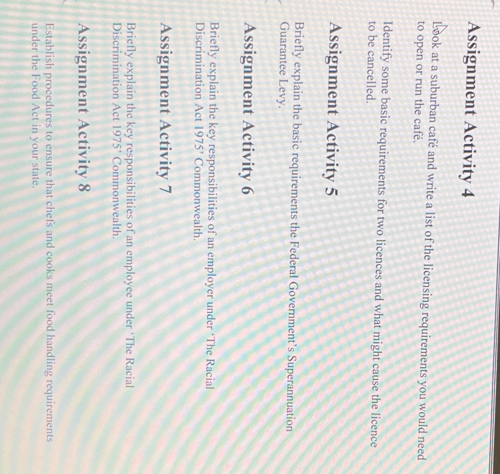 Assignment Activity 4 Look at a suburban cafe and write a