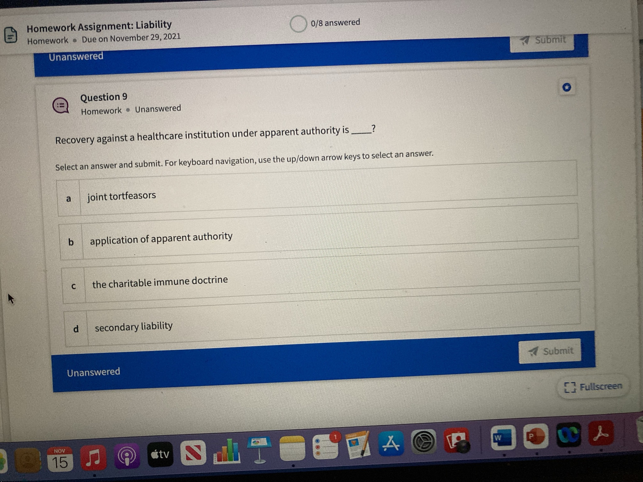 0/8 answered Unanswered Submit Question 9 Homework . Unanswered Recovery against a