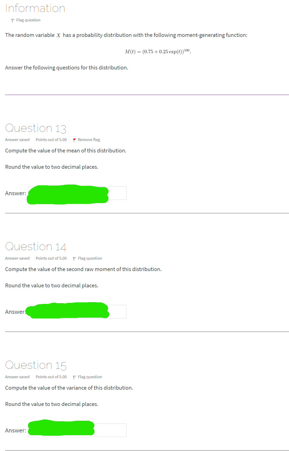  Information V Flag question The random variable X has a probability