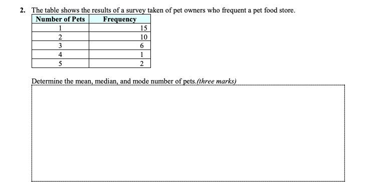 each value in the average. 2. Which list of measures of central