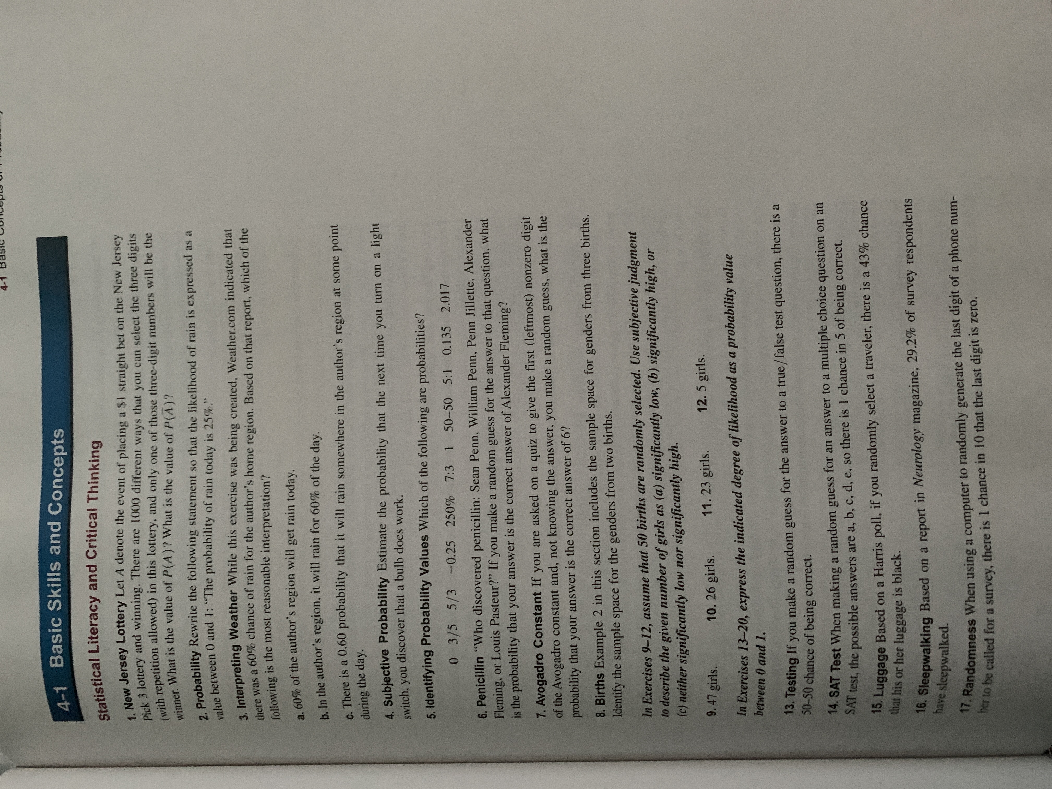  4-1 Basic Skills and Concepts Statistical Literacy and Critical Thinking 1.
