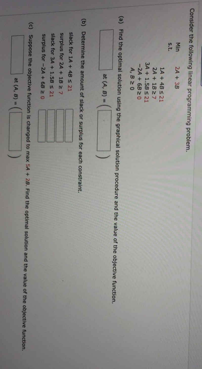 Please solve this for me. Consider the following linear programming problem. Min