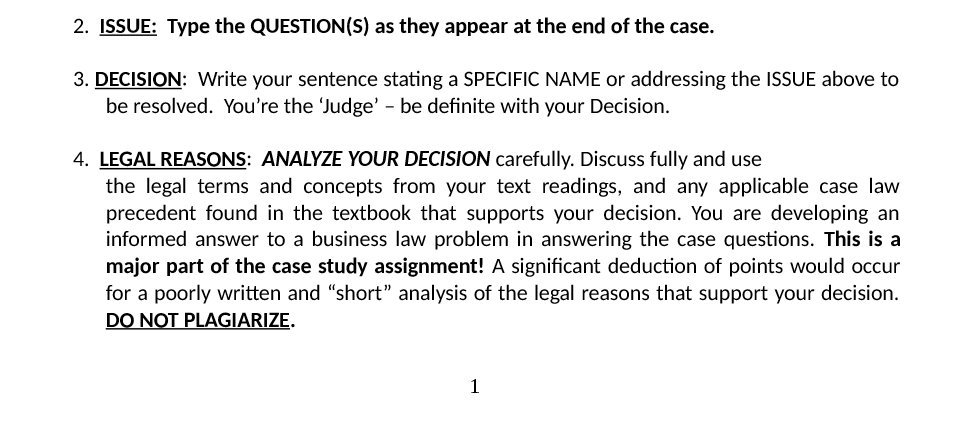 2. ISSUE: Type the QUESTION(S) as they appear at the end