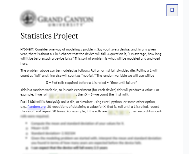 below:statistics project problem consider one of modeling a problem. Say you have