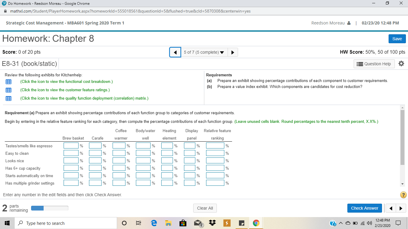 12:48 PM Homework: Chapter 8 Save Score: 0 of 20 pts 4