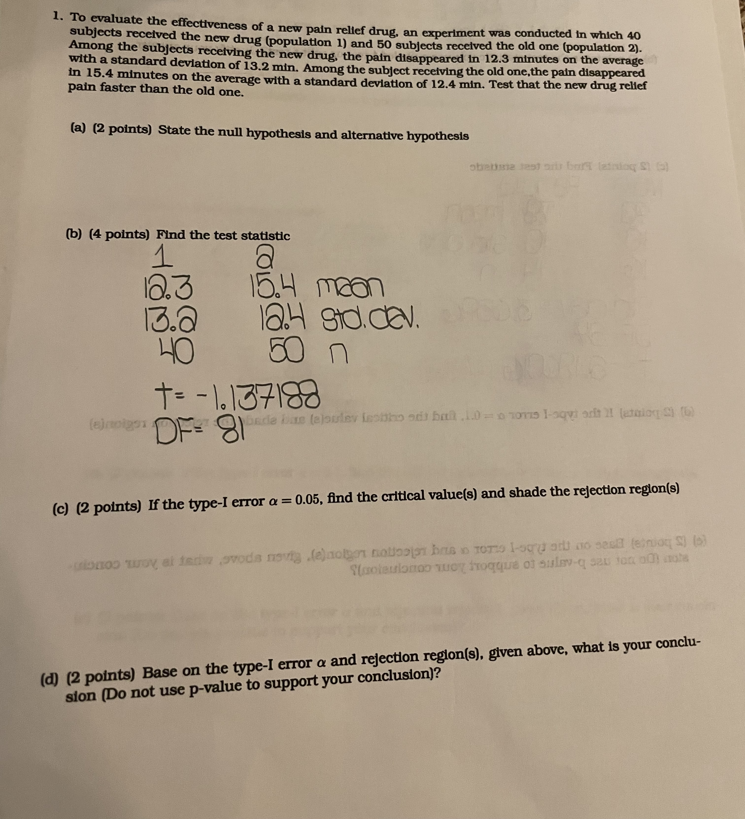 words/min with standard deviation of 10 words/min, and 14 female secretaries average