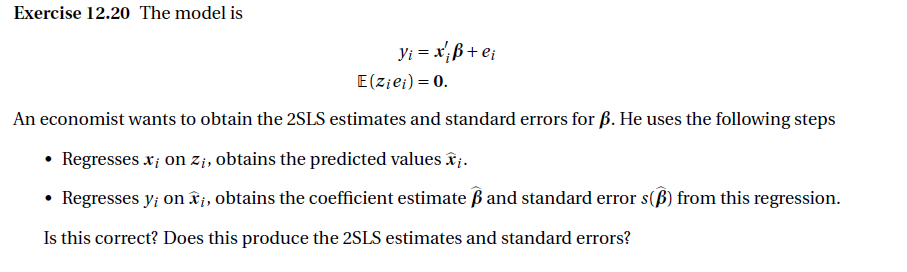 I will attach my question. Exercise 12.20 The model is Jv'i =