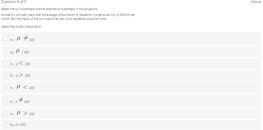9 2 Points Determine whether the hypothesis test with the given null