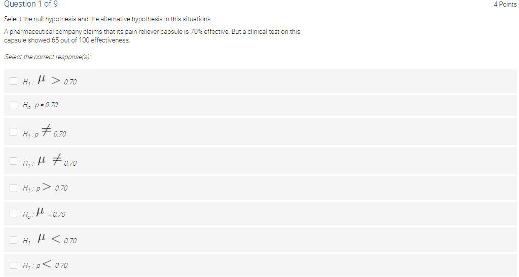 hypothesis and the alternative hypothesis is left-tailed, right-tailed or two-tailed. Hop =