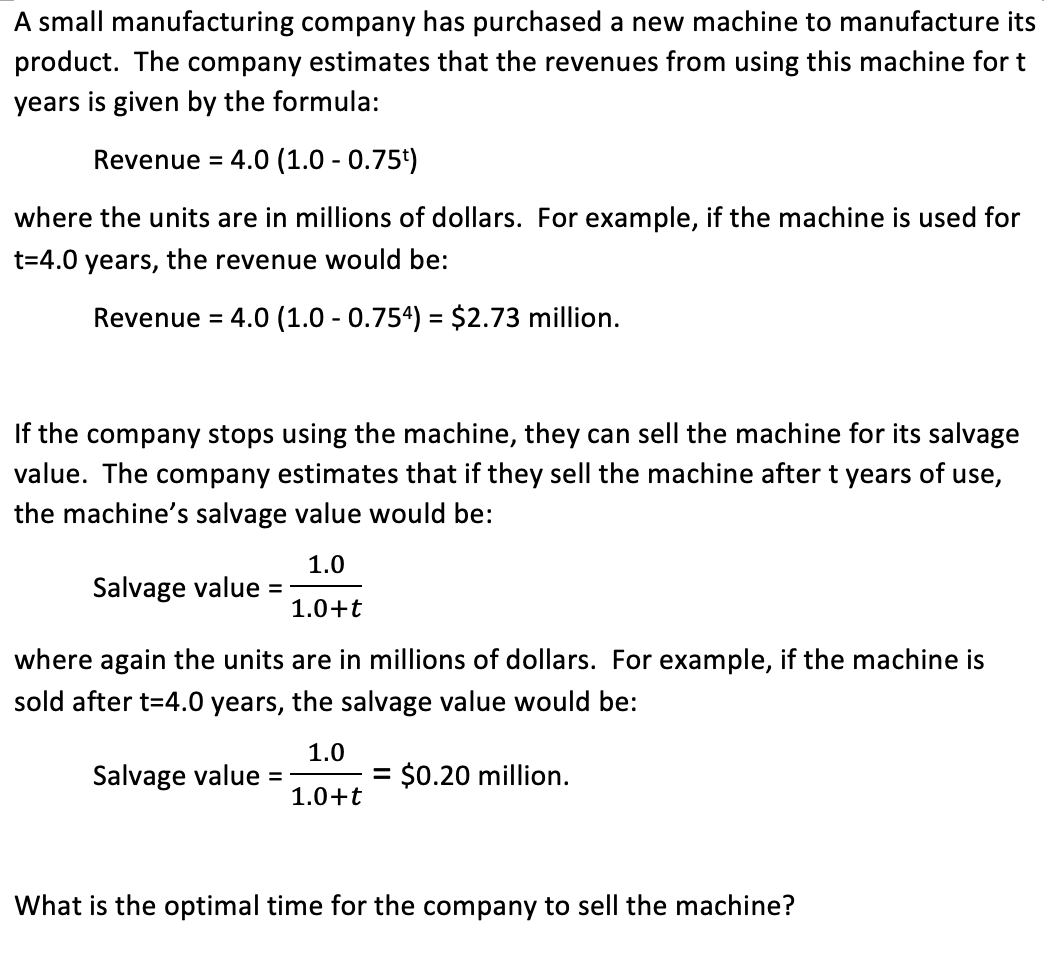 **Use excel solver and select the solving method: non-GRG nonlinear to solve