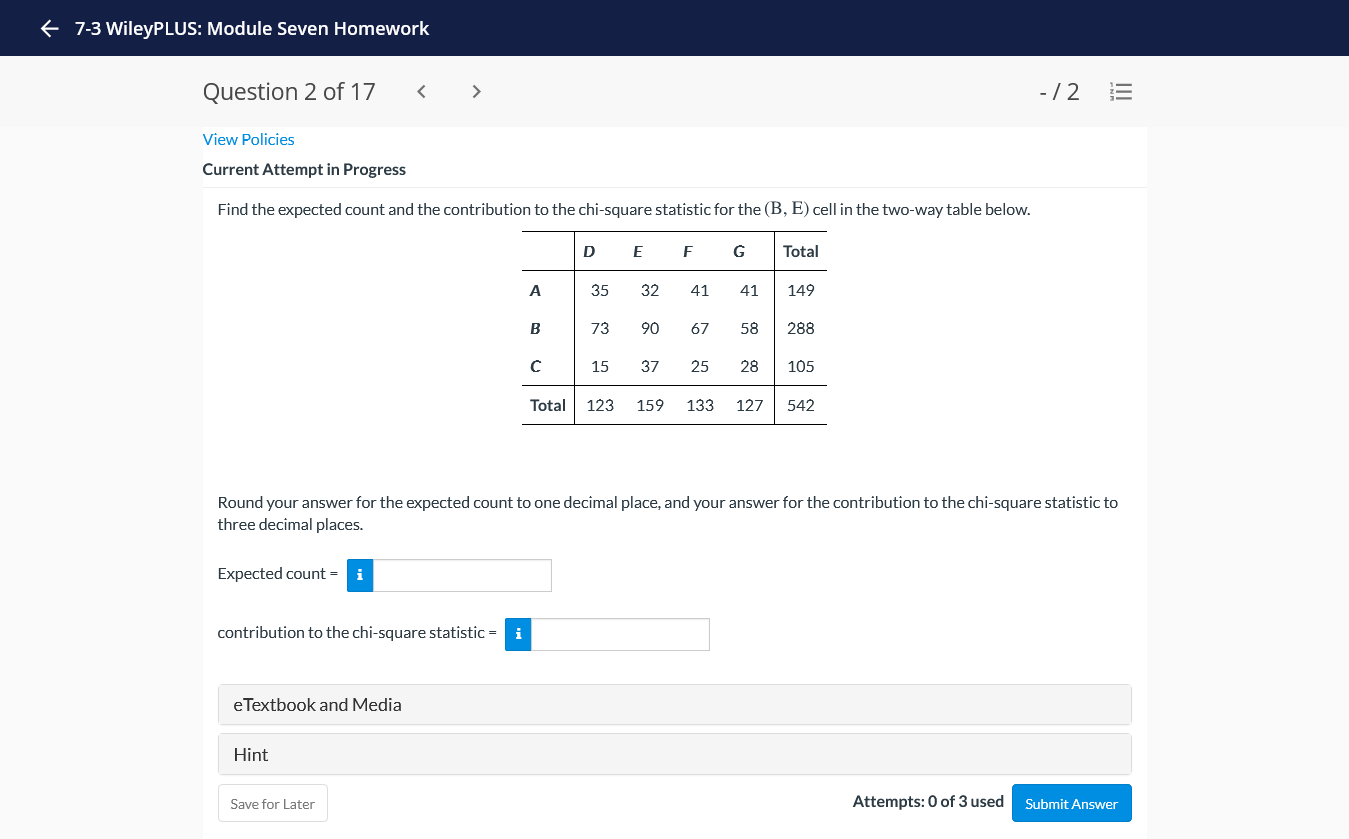  6 7-3 WileyPLUS: Module Seven Homework Question20f'l7 42 25 View Policies