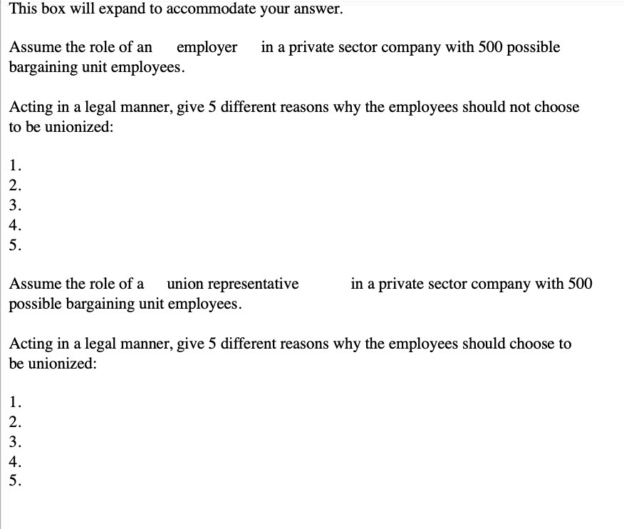 of an employer in a private sector company with 500 possible bargaining