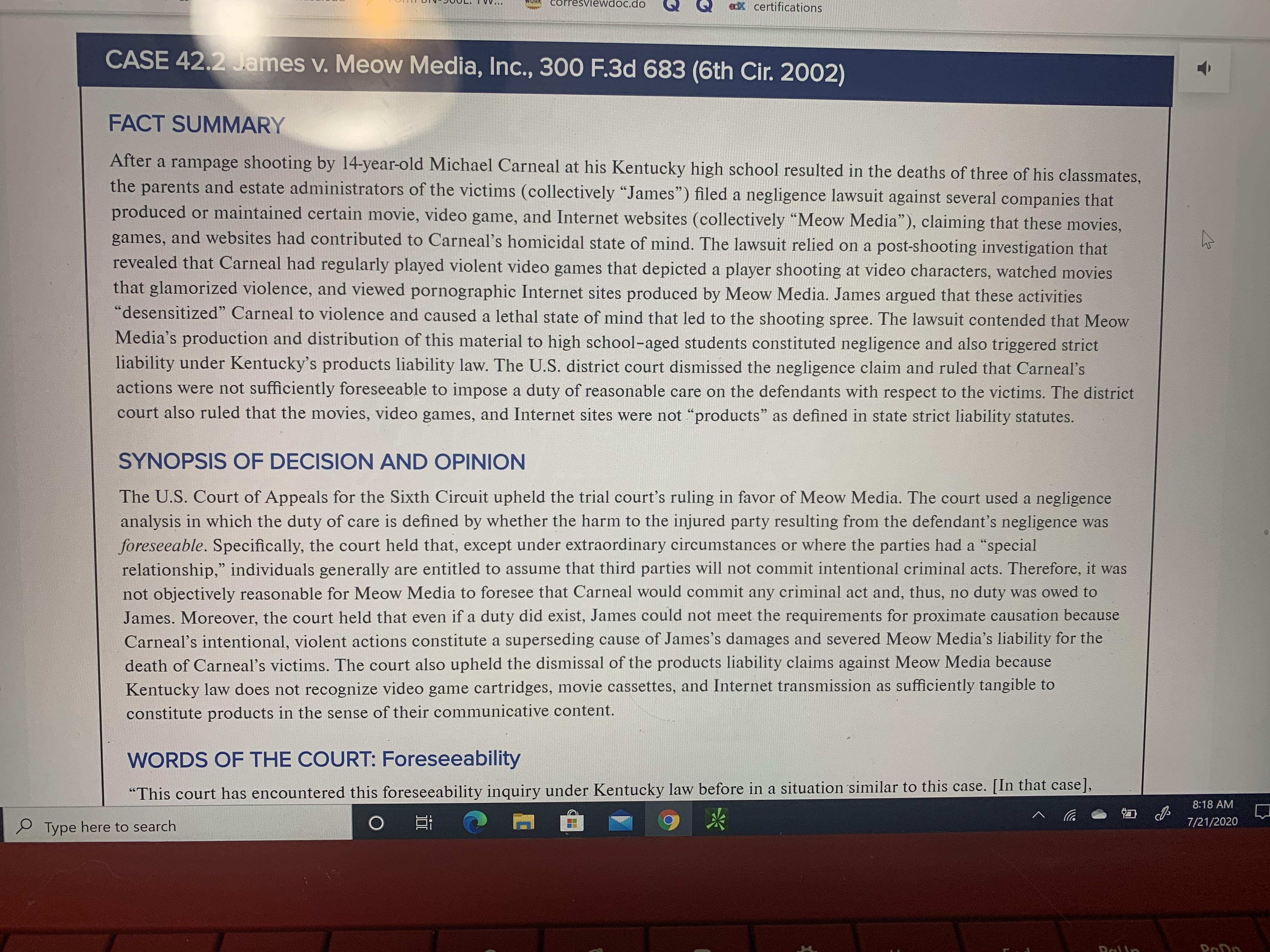 two questions : 1. apply all element of negligence to the case