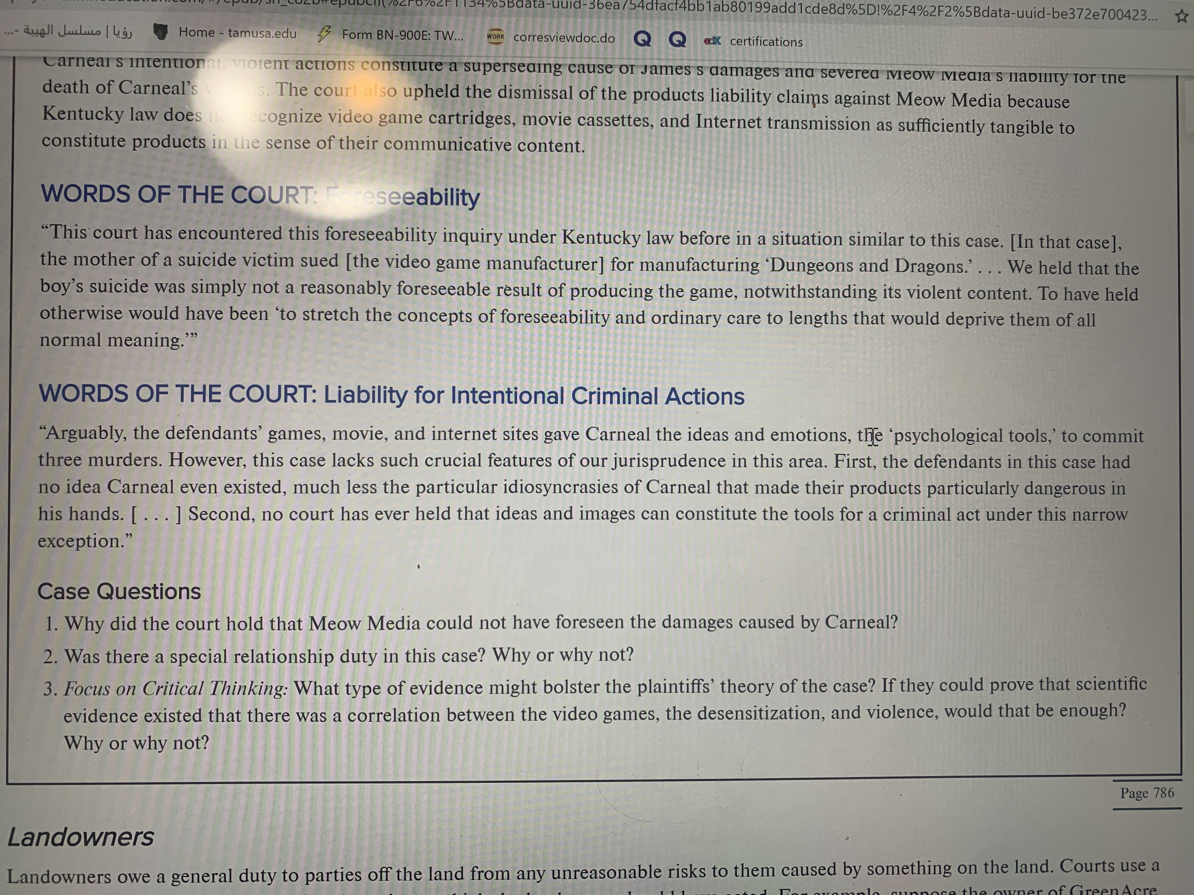 2. were those injuries forseeable by best western? why or why not?