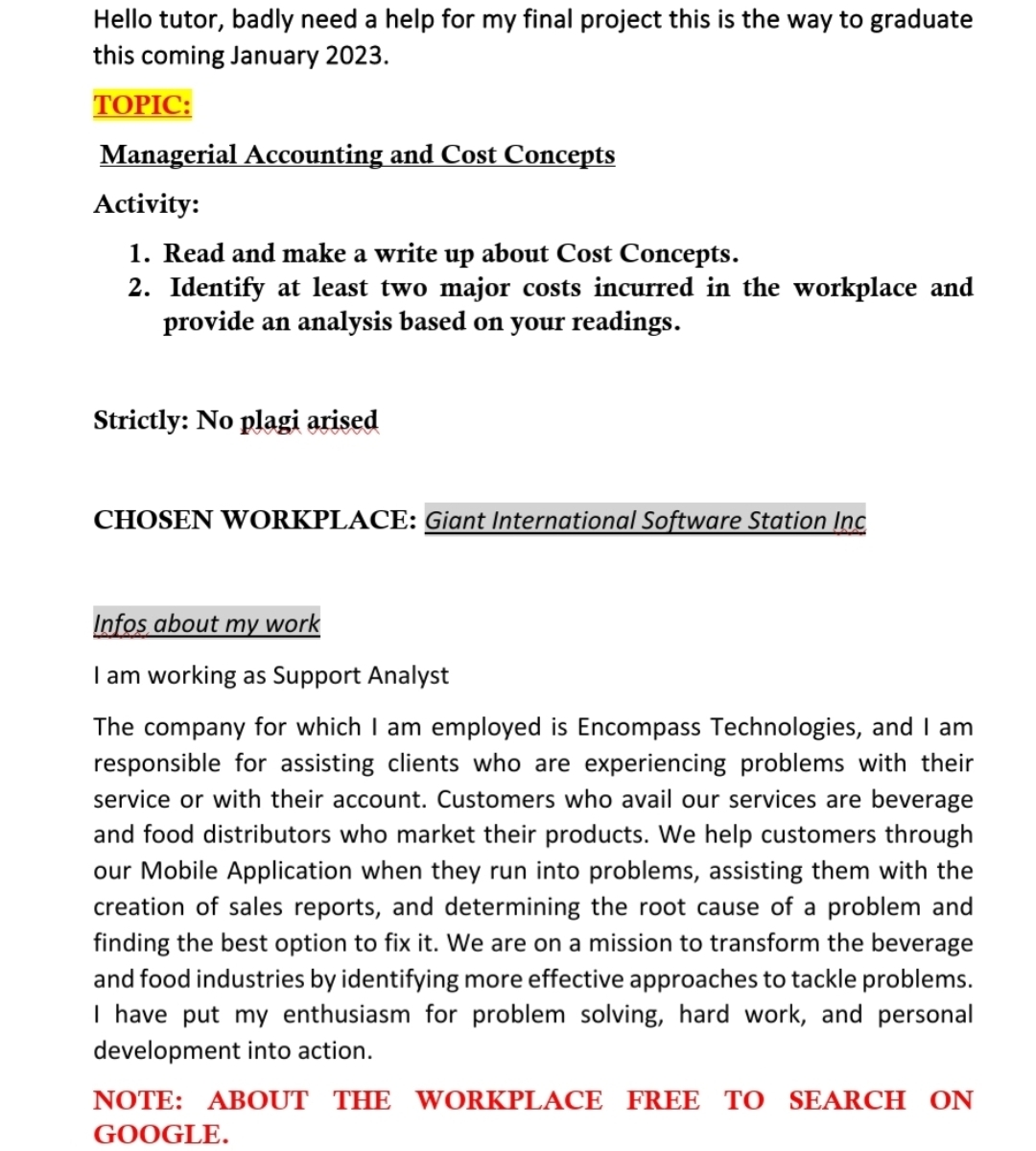  Hello tutor, badly need a help for my final project this