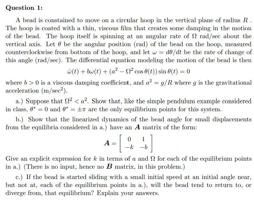 the equilibrium point can be obtained because the sine term must be