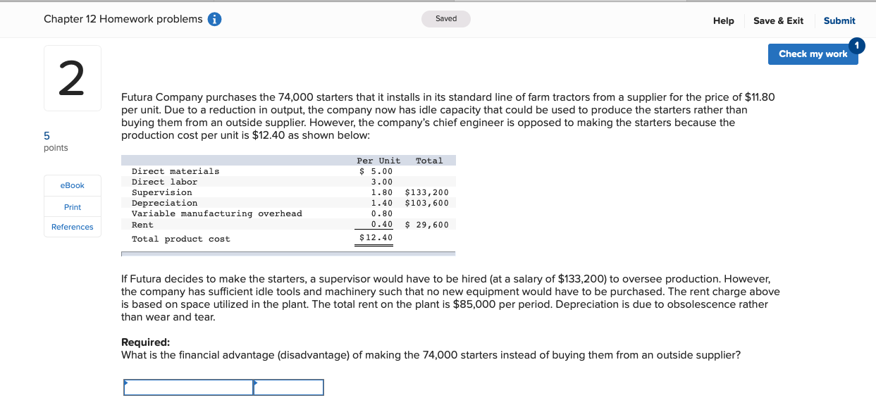 Chapter 12 Question 2 Chapter12 Homework problems 8 59M Help Saves Exit
