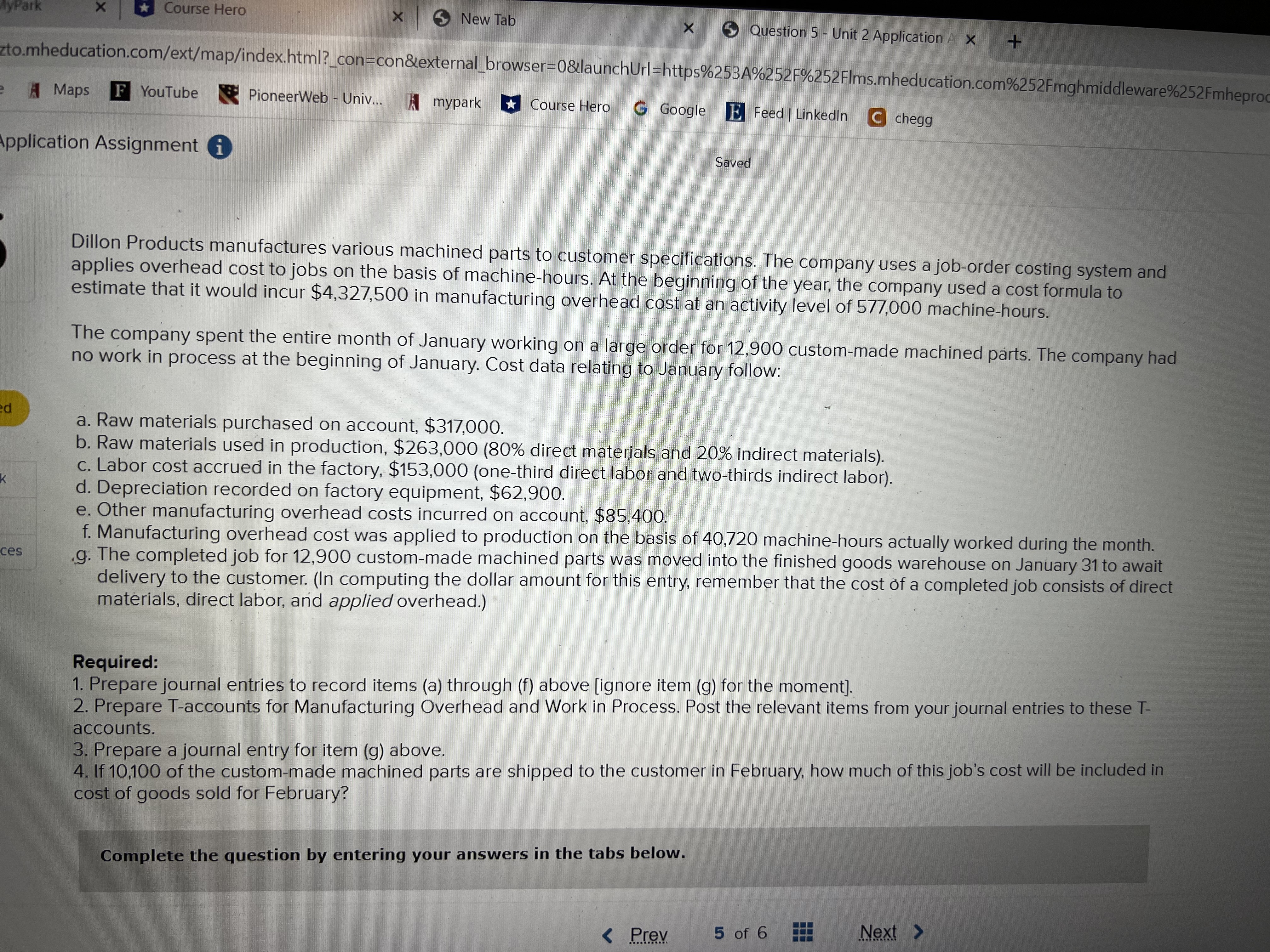 Park Course Hero X New Tab X Question 5 - Unit