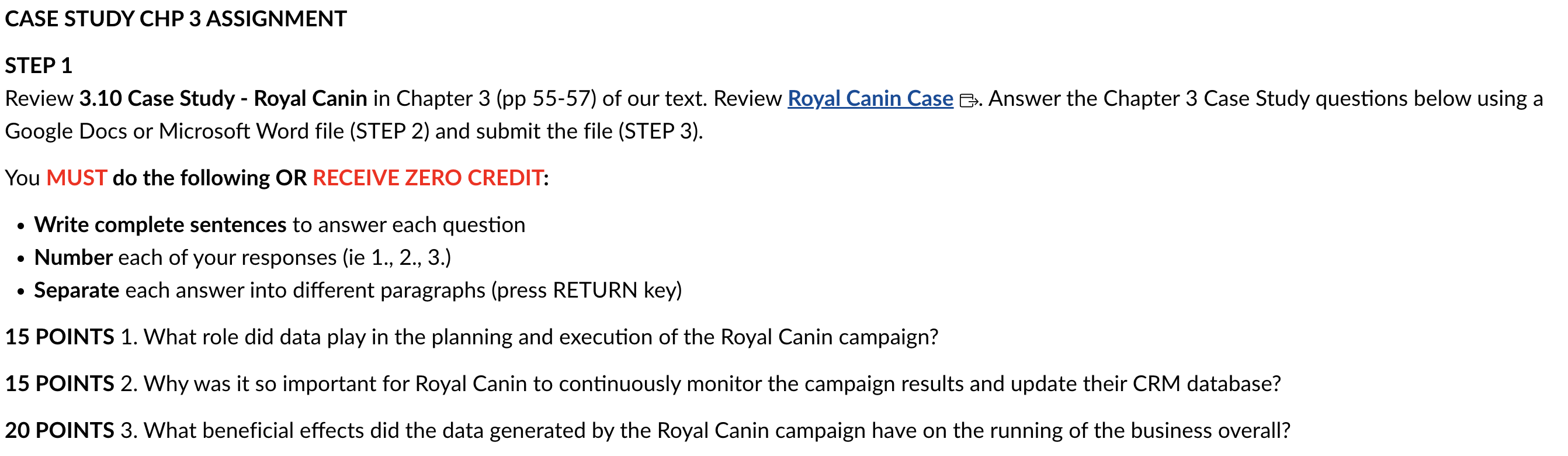- Royal Canin in Chapter 3 (pp 55-57) of our text. Review