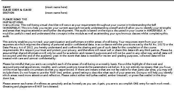 here] PLEASE READ THE INST RU CT I ONS, Instructionsi This well-being