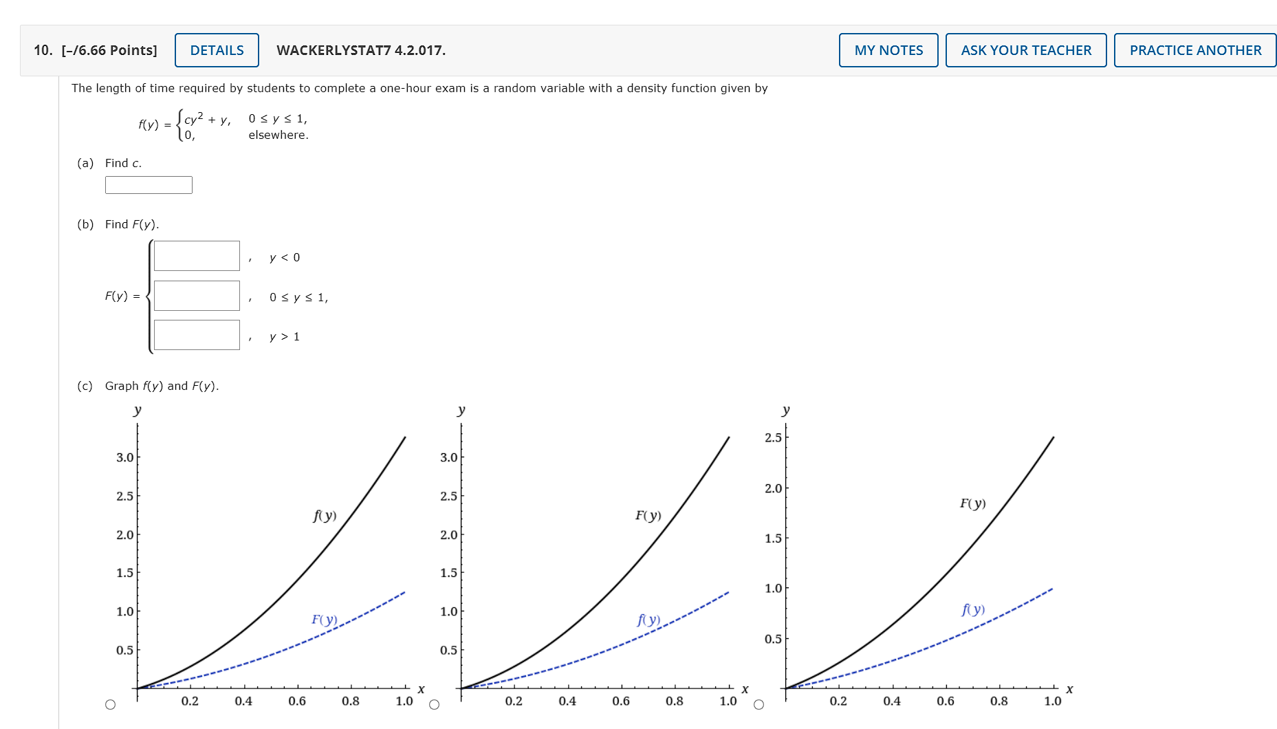 one-hour exam is a random variable with a density function given by