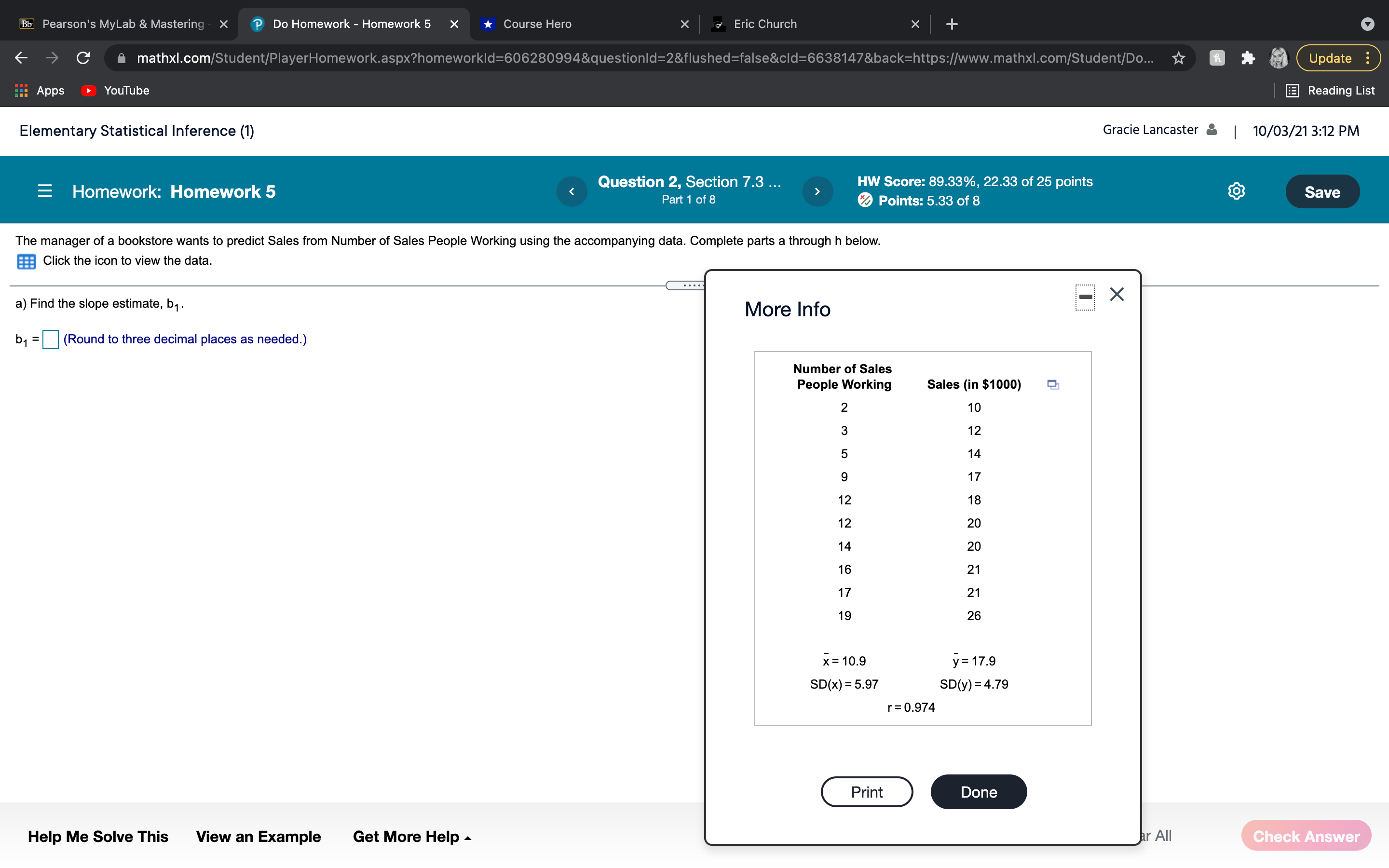 needing some help Bb Pearson's MyLab & Mastering - X Do Homework