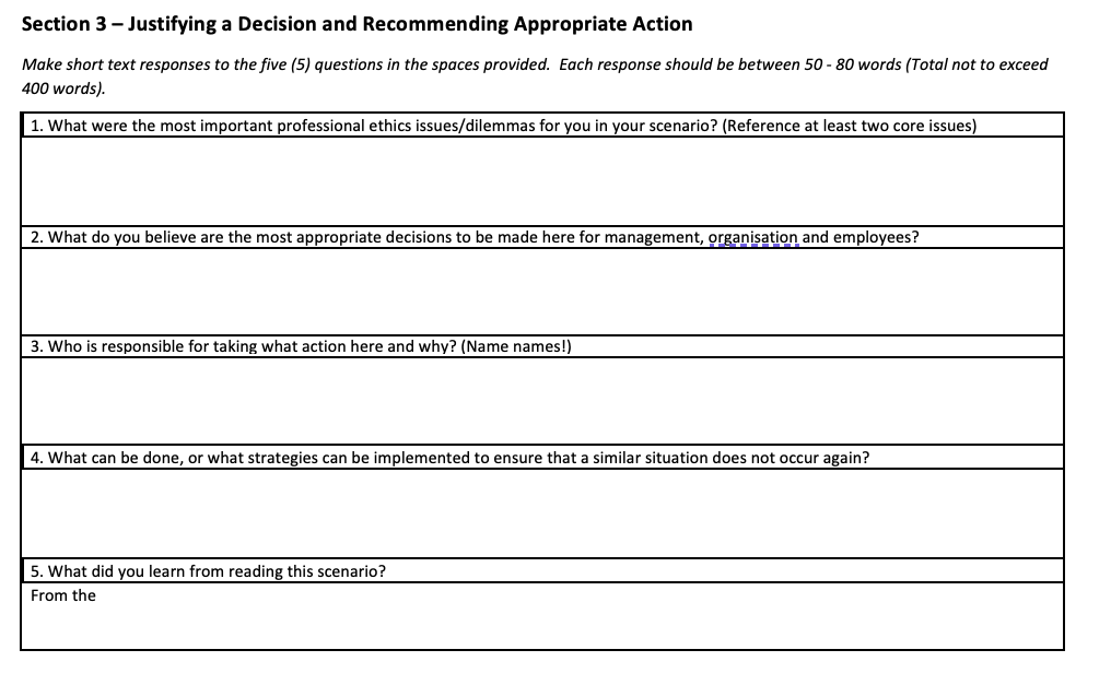 text responses to the five {5} questions in the spaces provided. Eoch