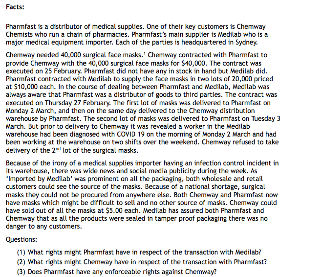 Help needed with this problem question Facts: Pharmfast is a distributor