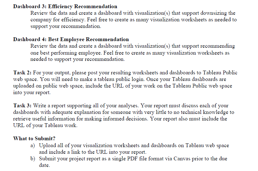 this assignment. you are to design four different Tableau dashboards with the
