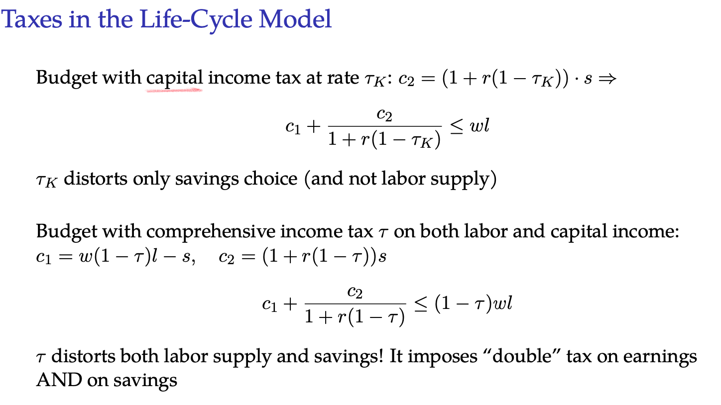 2 periods, works l, earns wl, consumes c1 in period 1, consumes