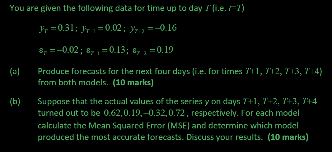 A question on Producing forecasts for the next four days. see