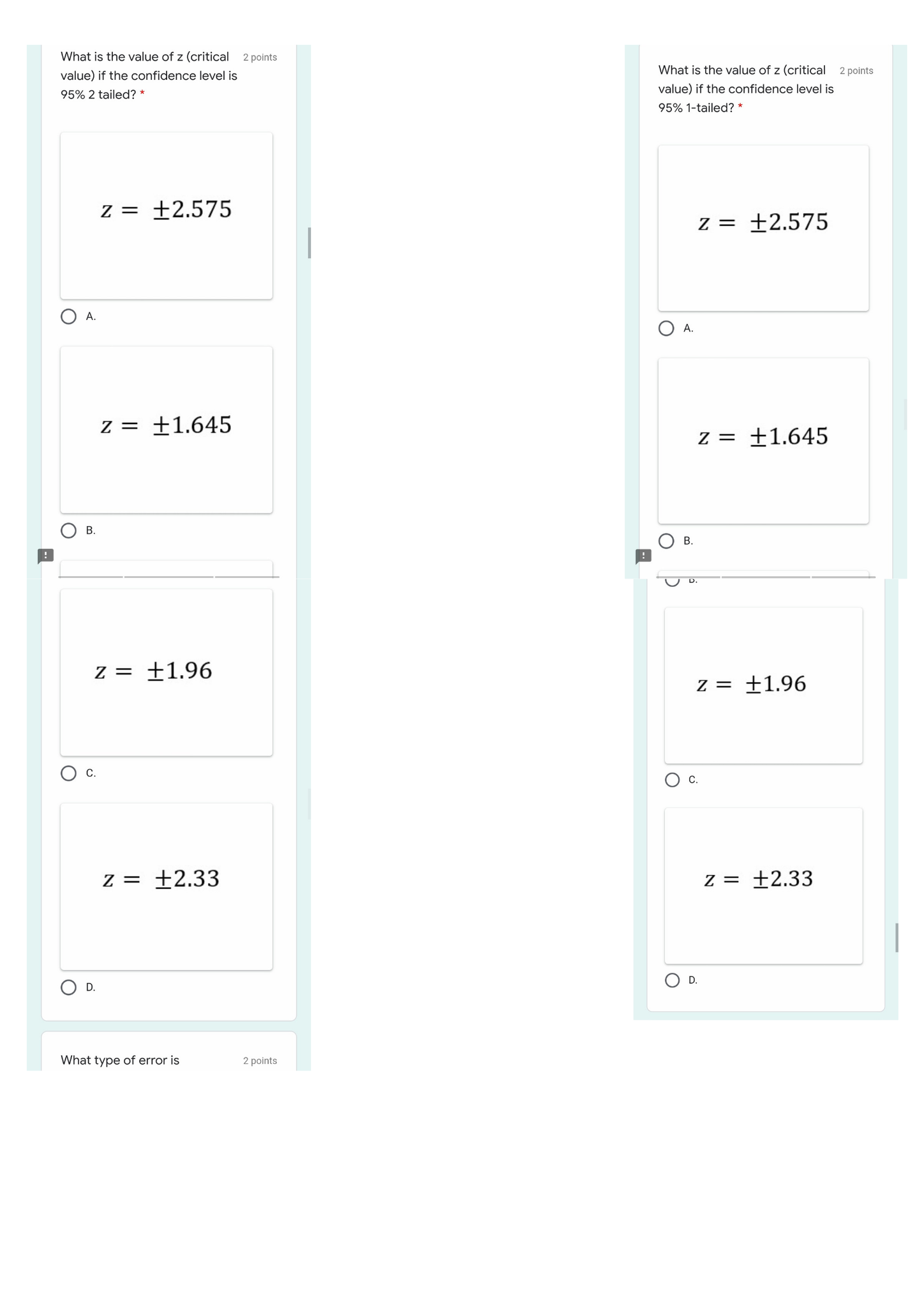 the value of z (critical 2 points State the null and alternative