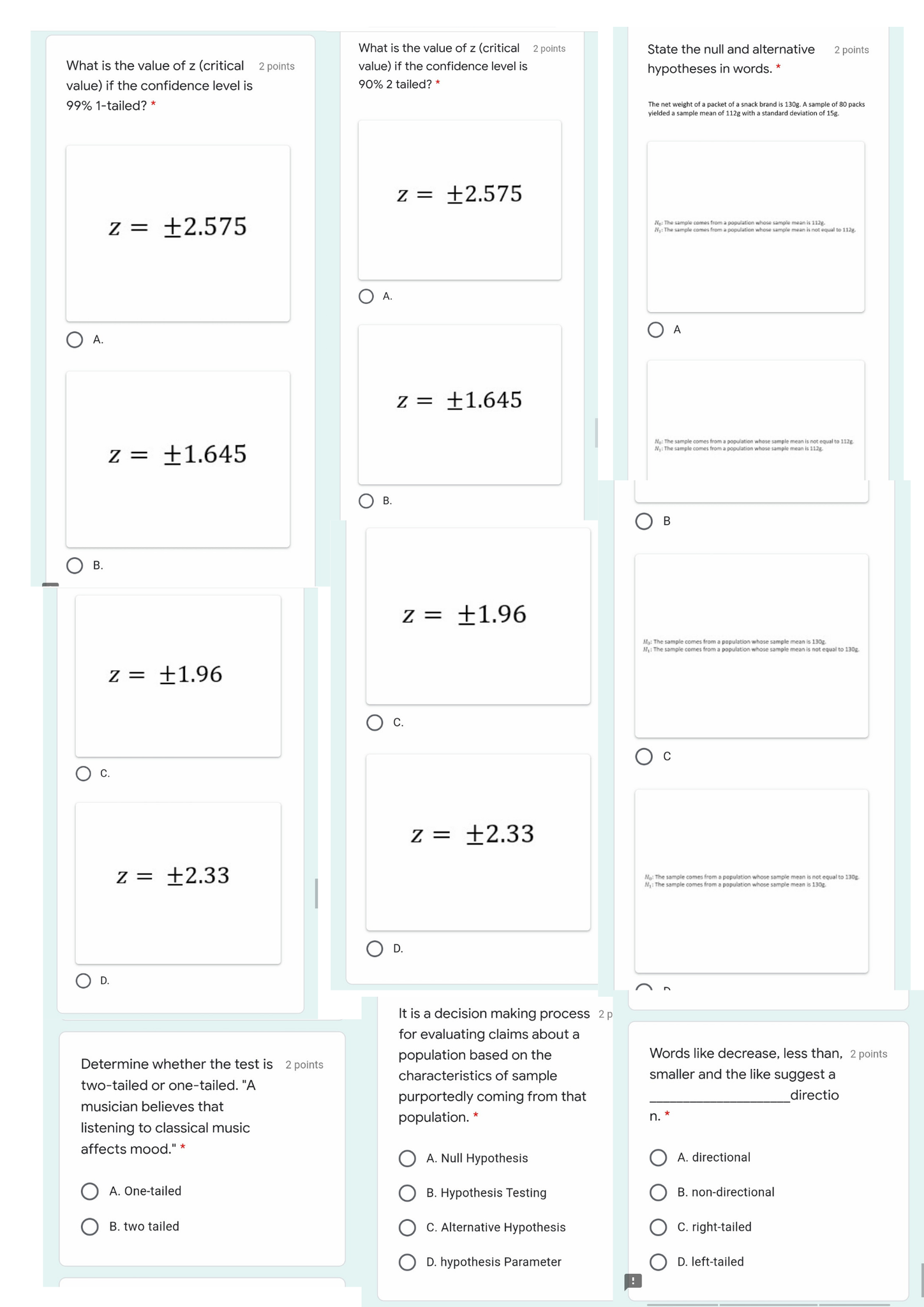 2 points What is the value of z (critical 2 points value)