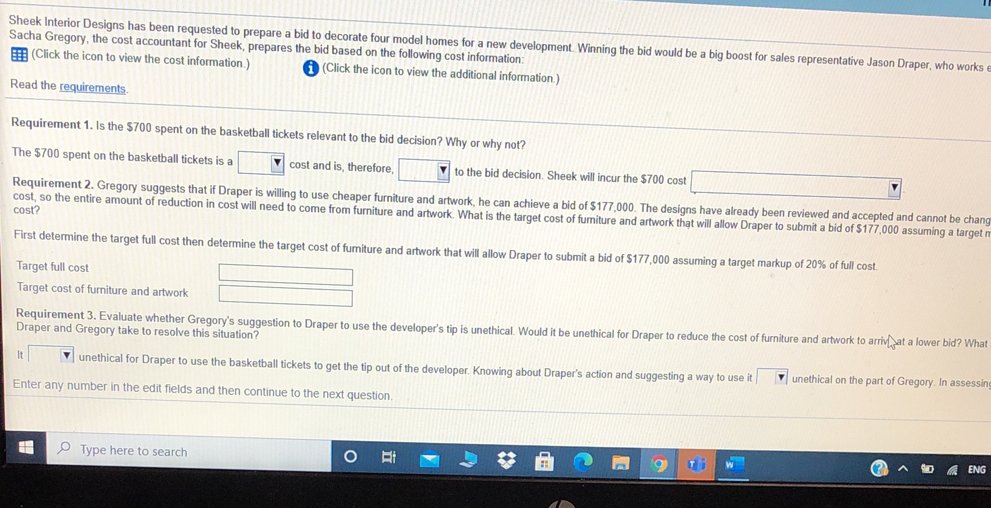  Sheek Interior Designs has been requested to prepare a bid to