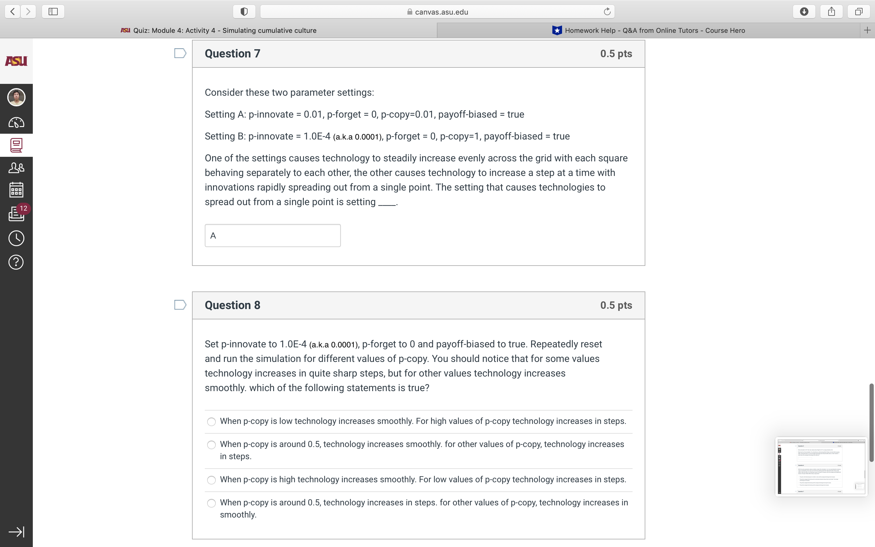 0.0001), p-forget to 0.04, p-copy to 0.02 and payoff-biased to true. Press