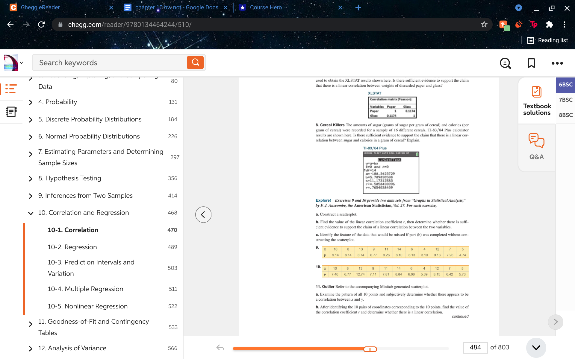 of all 10 points and subjectively determine whether there appears to be