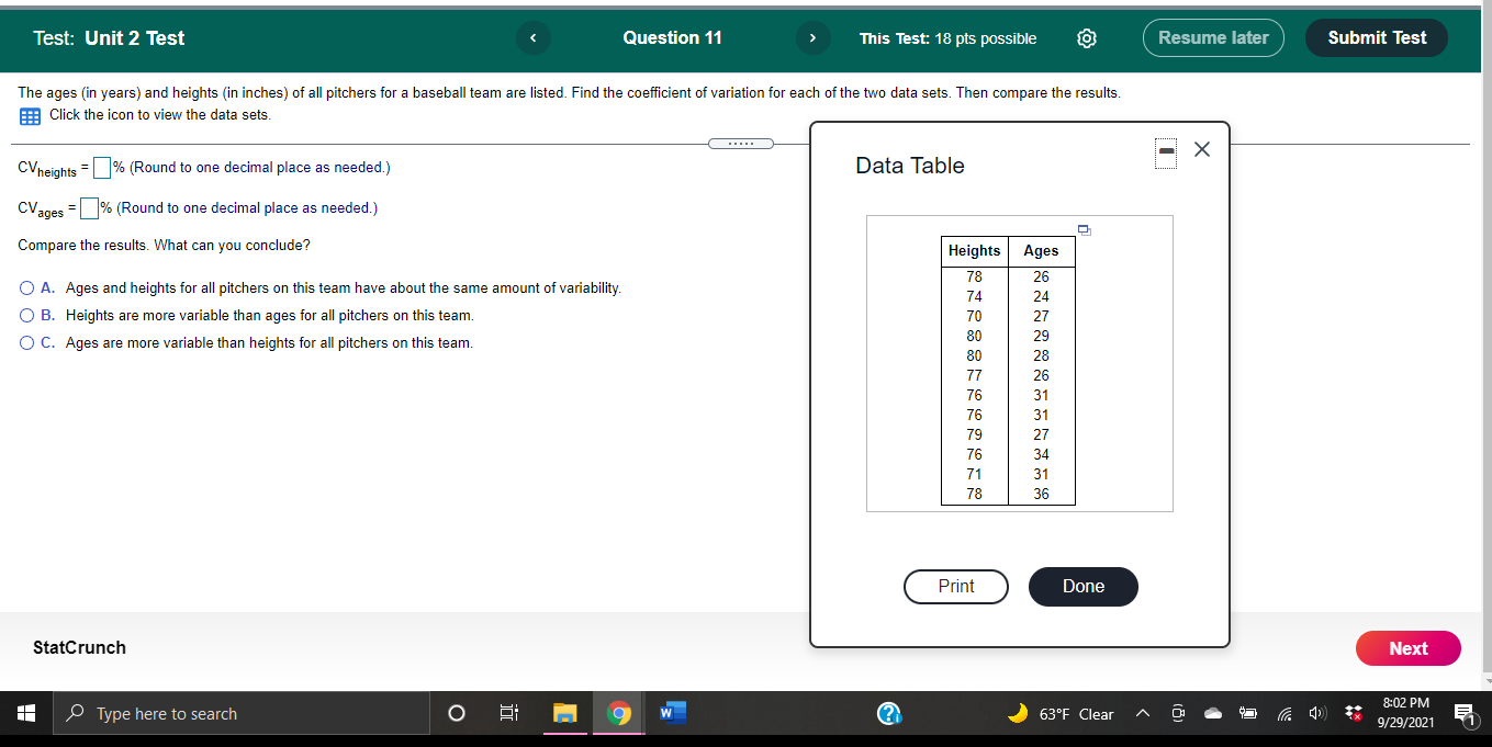 Test: Unit 2 Test Question 11 This Test: 18 pts possible