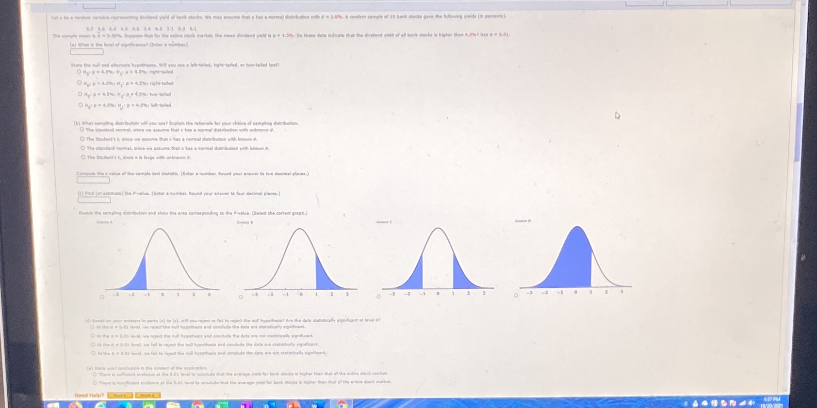 Let a be a random variable representing dividend yield of bank