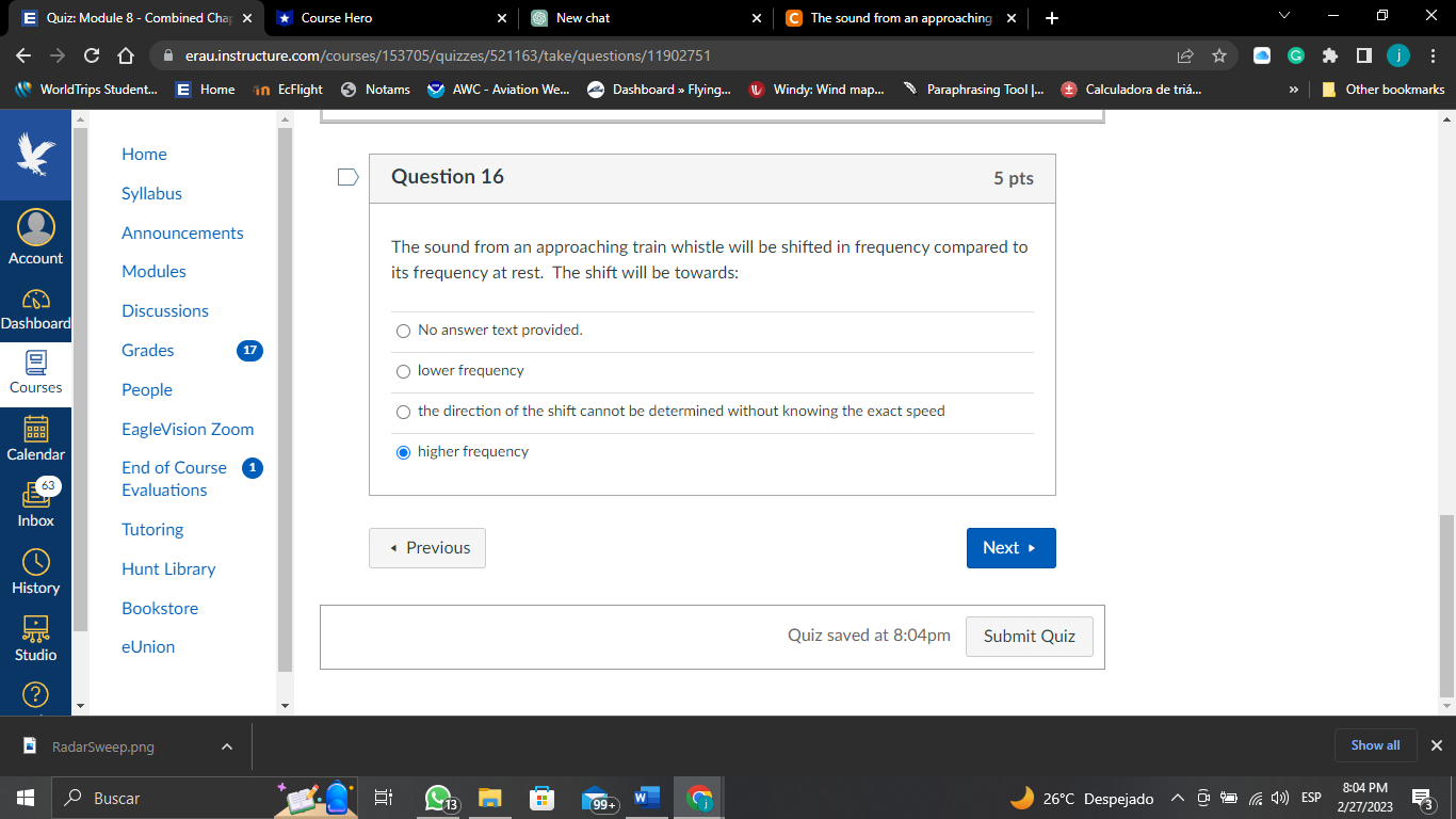 X E Quiz: Module 8 - Combined Chap X * Course