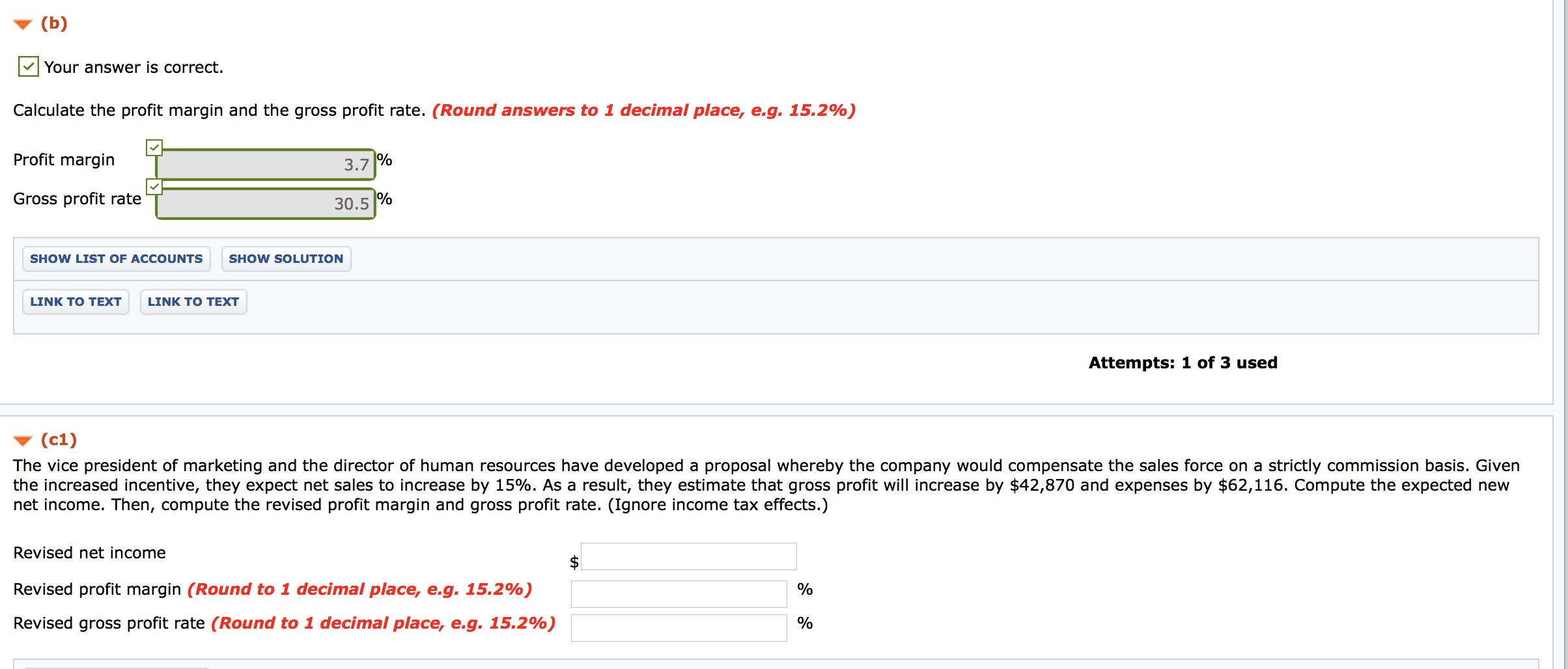  v (b) Your answer is correct. Calculate the profit margin and