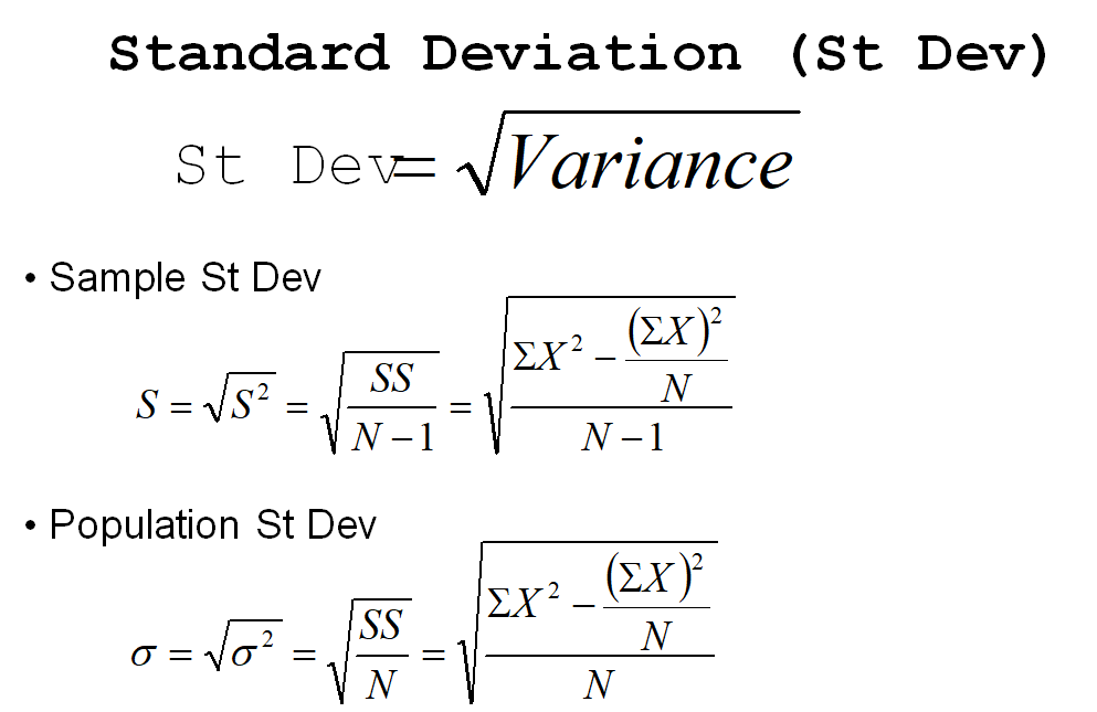 Sample Population SS = E( X - X)? OR SS = E(X-1)2